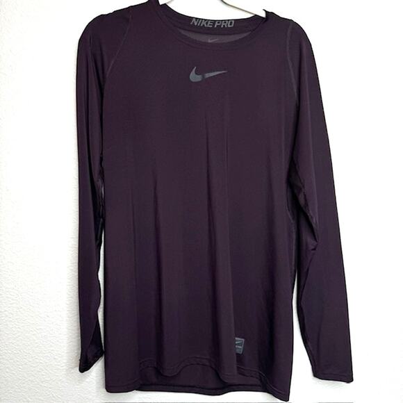Nike Pro Womens Dri-Fit Maroon Compression Top Sz Large - Picture 1 of 10